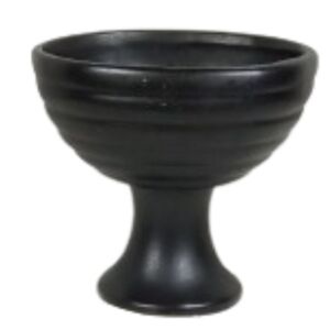 McCoy Pottery Black Ribbed Oval Pedestal Planter Floraline Series #462